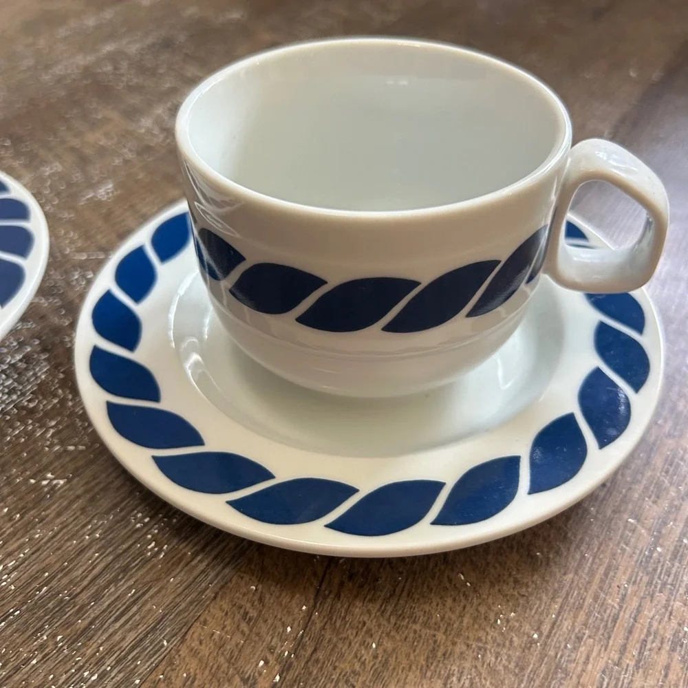 Mikasa Bob Van Allen 2 Nautilus Blue Rope Stone China Cup Saucer Set L9152 Japan